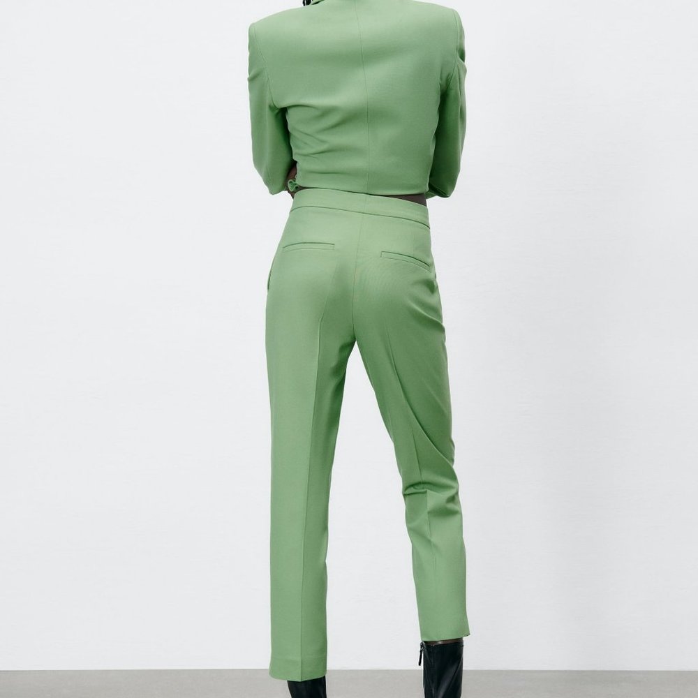 ZARA Cropped Trousers in Pista Green - S - Picture 5 of 10